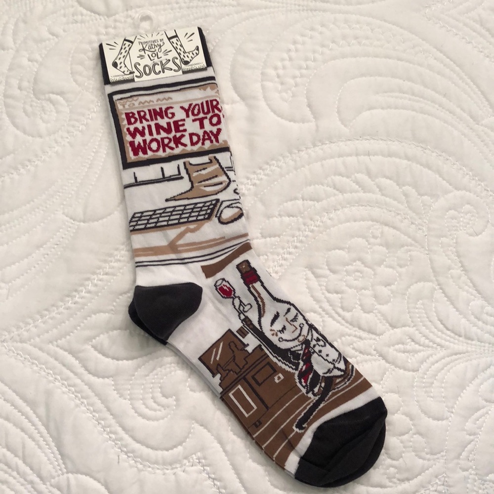 NWT “Bring your wine to work” Socks